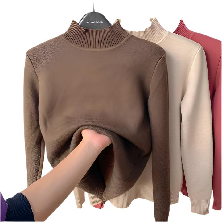 Women’s turtleneck with structured collar and straight silhouette