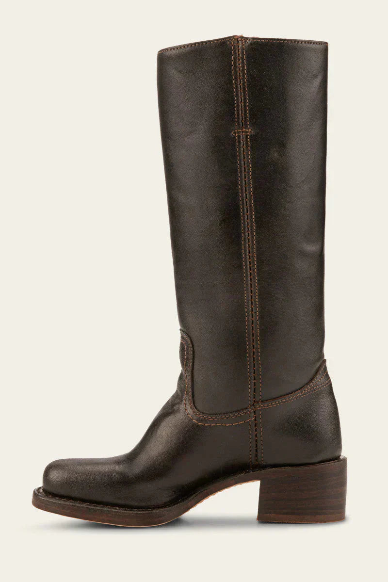 Women's tall boots with rounded toe and subtle lift