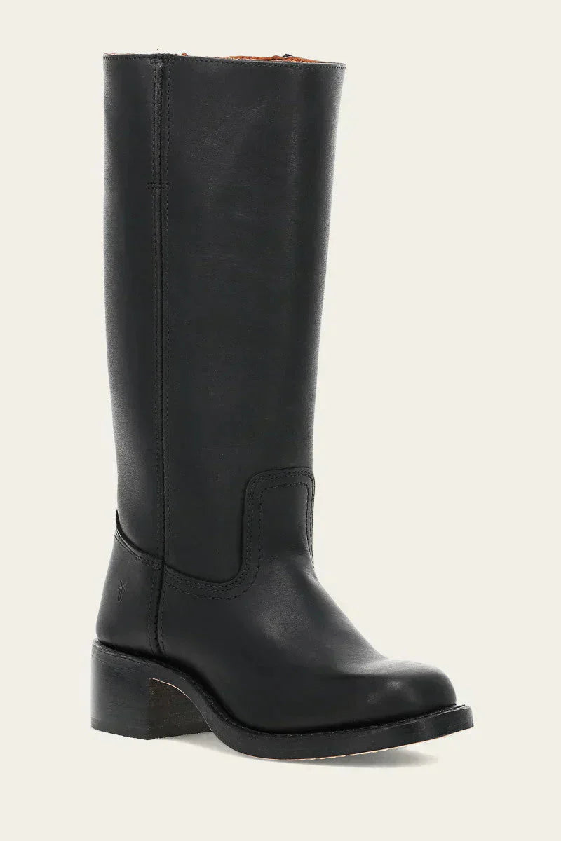Women's tall boots with rounded toe and subtle lift