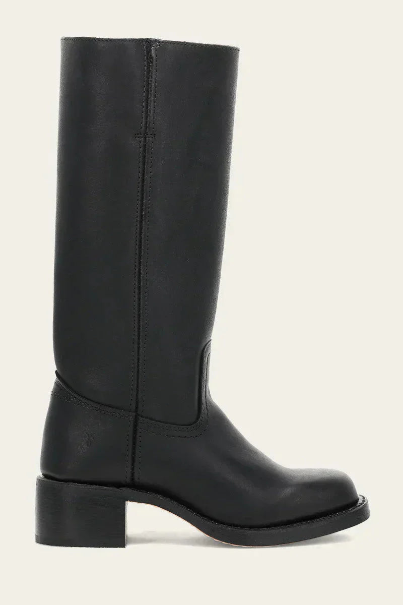 Women's tall boots with rounded toe and subtle lift