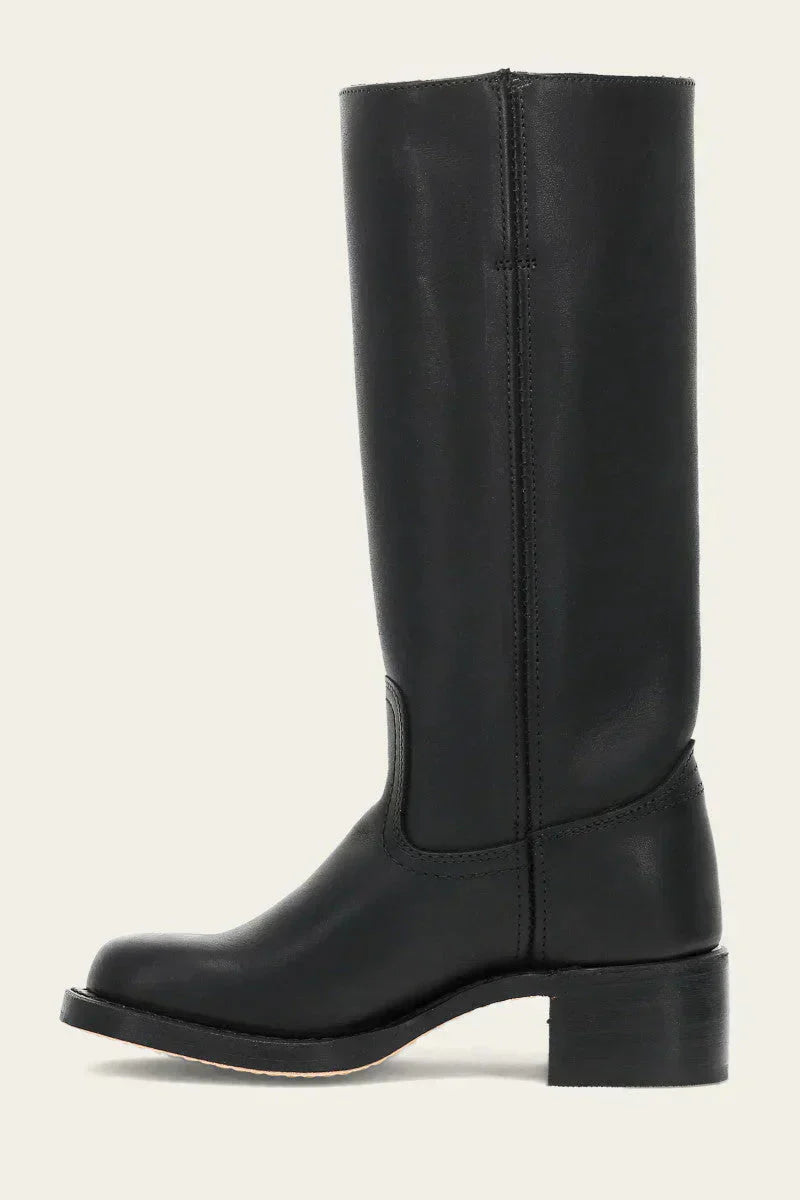 Women's tall boots with rounded toe and subtle lift