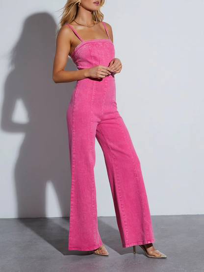 Ivana | Vibrant Denim Flare Jumpsuit