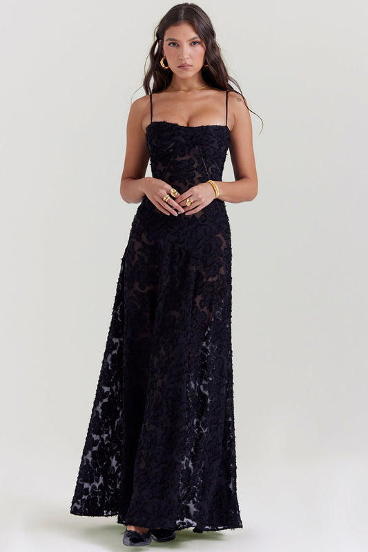 Aberina | Maxi Dress with Floral Lace Back