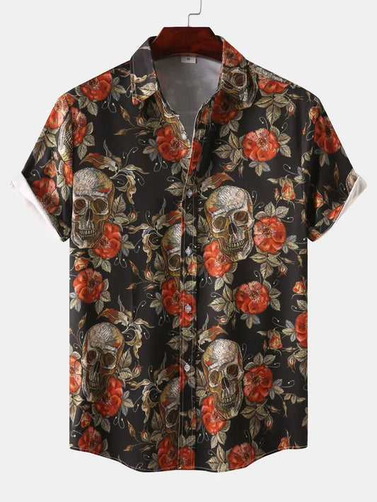 Terrence | Floral Skull Button Up Shirt