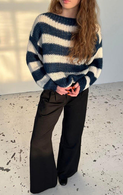 Women's cropped sweater with off-shoulder neckline