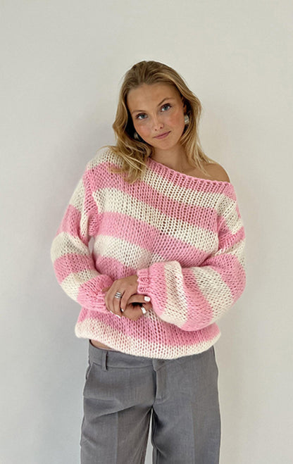 Women's cropped sweater with off-shoulder neckline