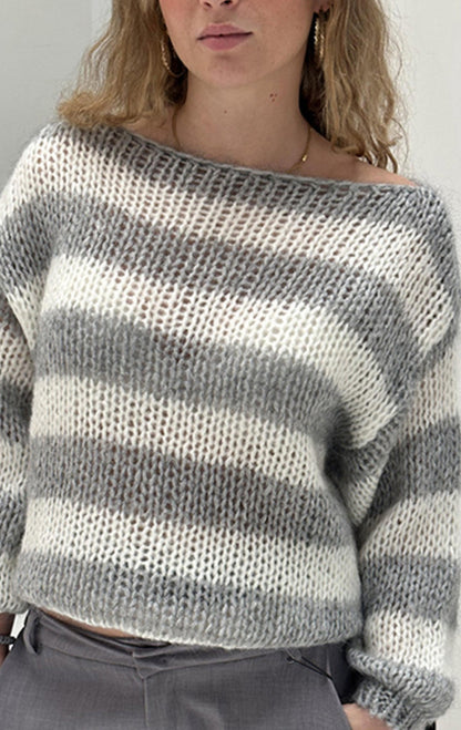 Women's cropped sweater with off-shoulder neckline