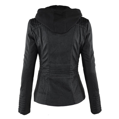 Holly | Vegan Leather Jacket With Detachable Hood