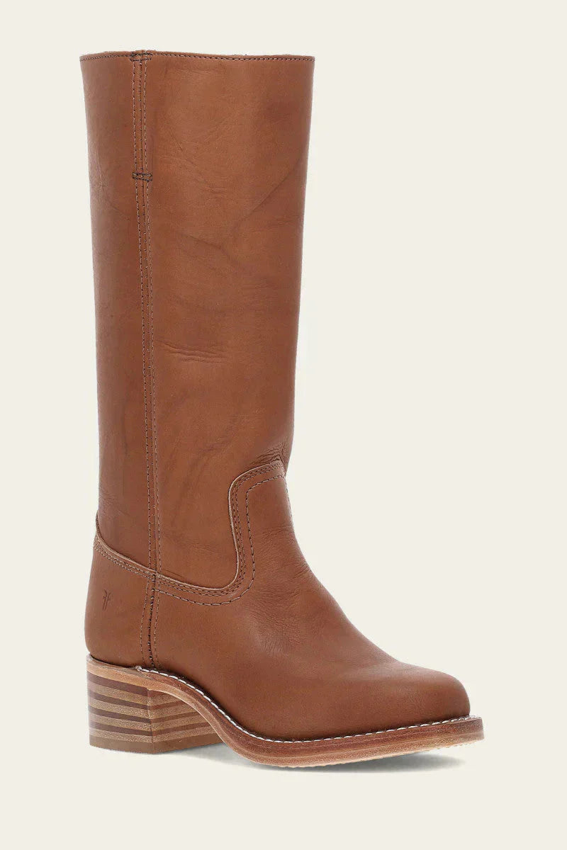 Women's tall boots with rounded toe and subtle lift