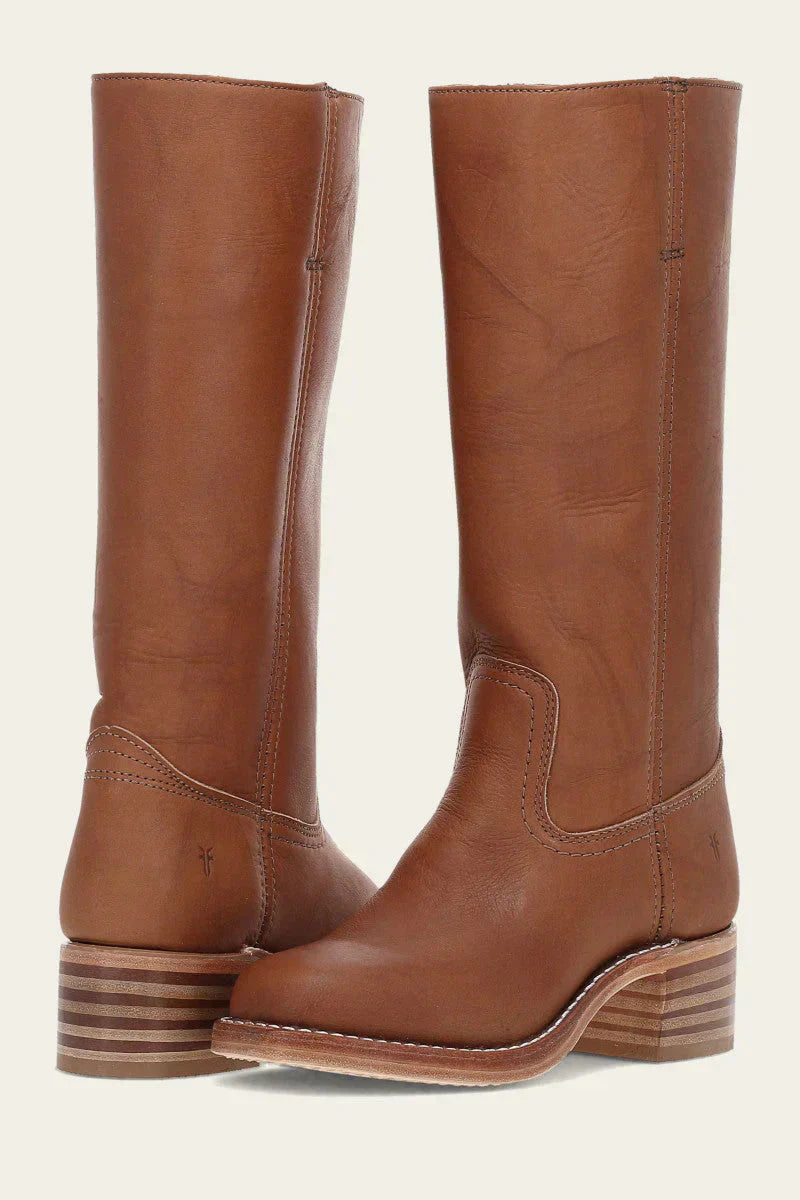 Women's tall boots with rounded toe and subtle lift