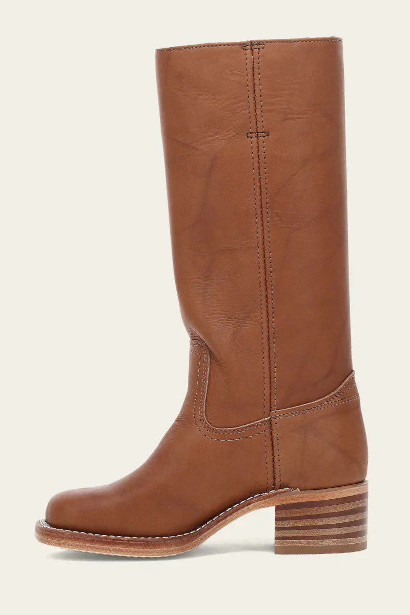 Women's tall boots with rounded toe and subtle lift
