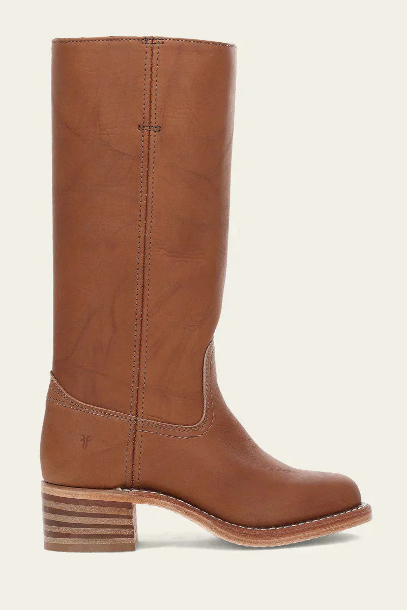 Women's tall boots with rounded toe and subtle lift