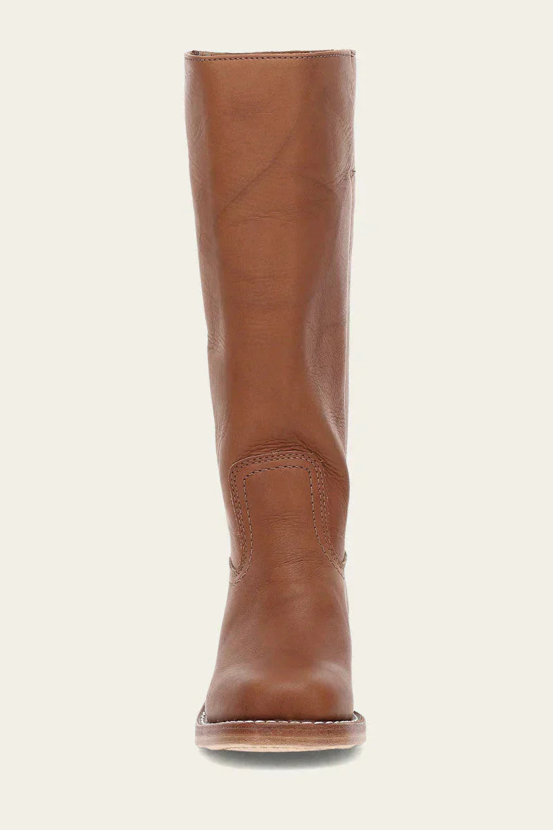 Women's tall boots with rounded toe and subtle lift