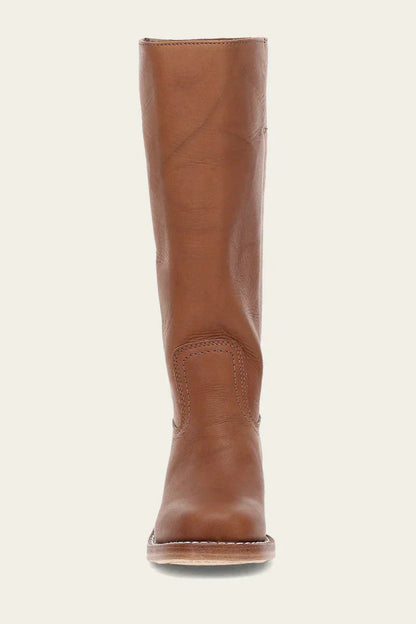 Women's tall boots with rounded toe and subtle lift