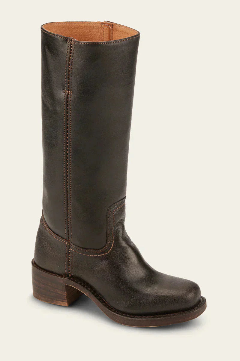 Women's tall boots with rounded toe and subtle lift