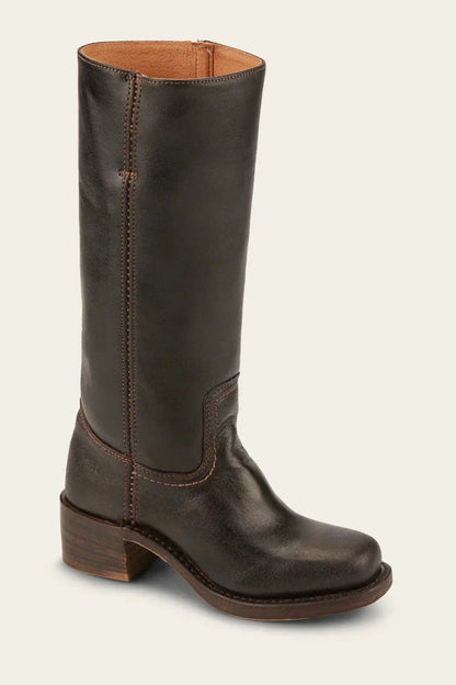 Women's tall boots with rounded toe and subtle lift