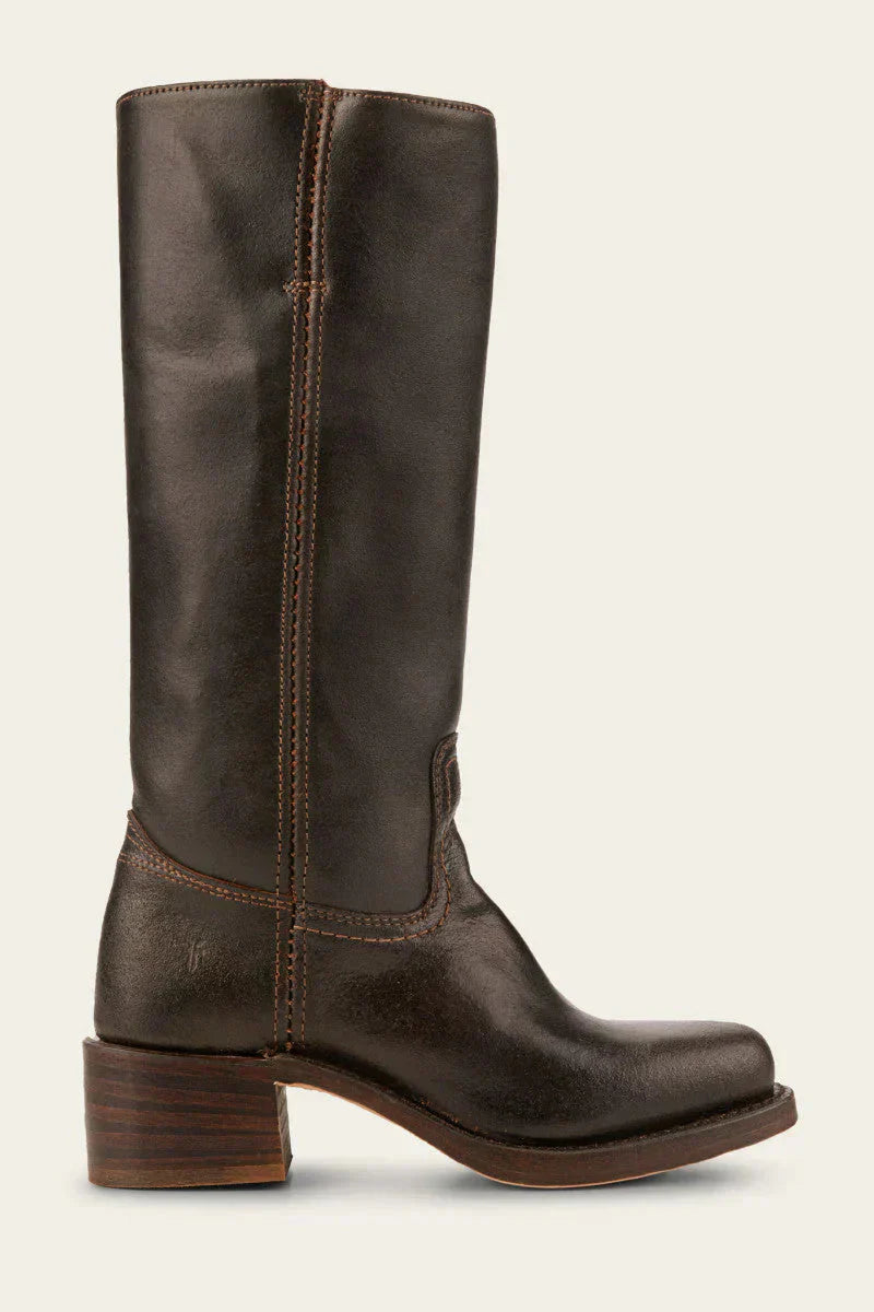 Women's tall boots with rounded toe and subtle lift