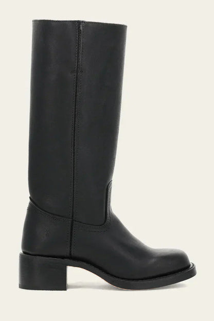 Women's tall boots with rounded toe and subtle lift