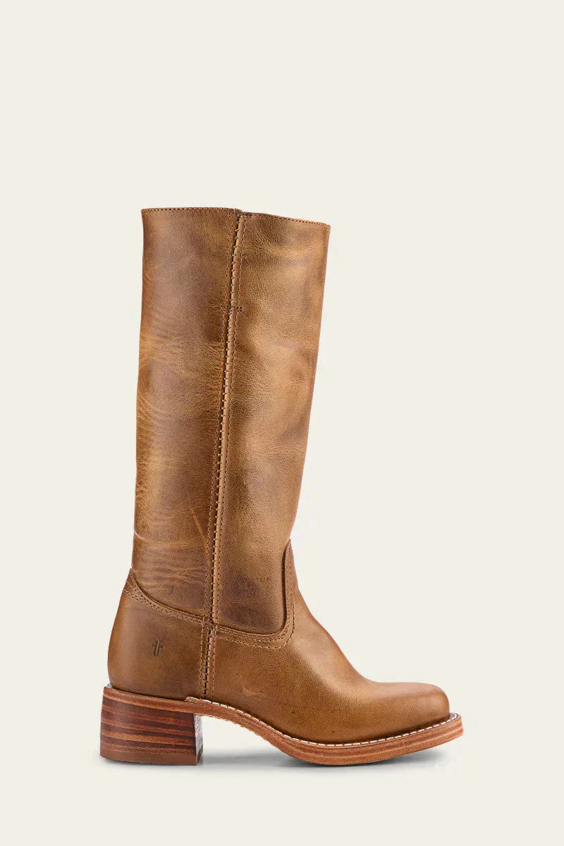 Women's tall boots with rounded toe and subtle lift