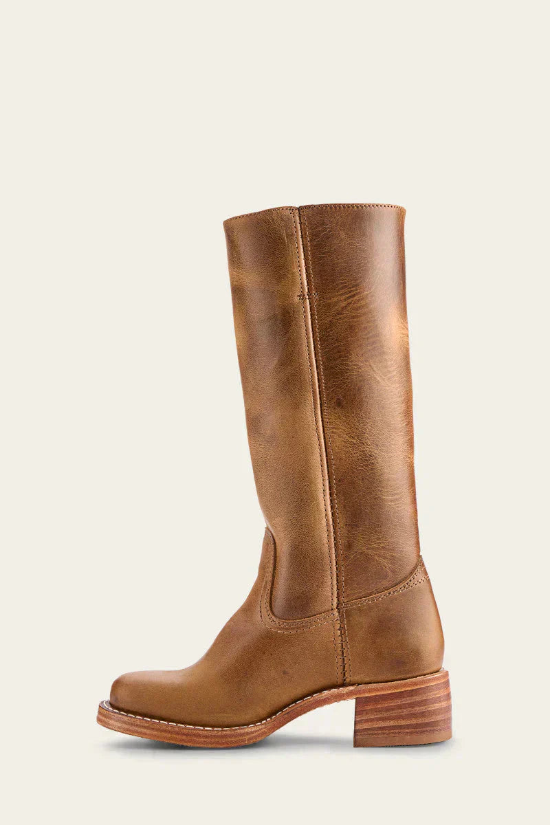 Women's tall boots with rounded toe and subtle lift