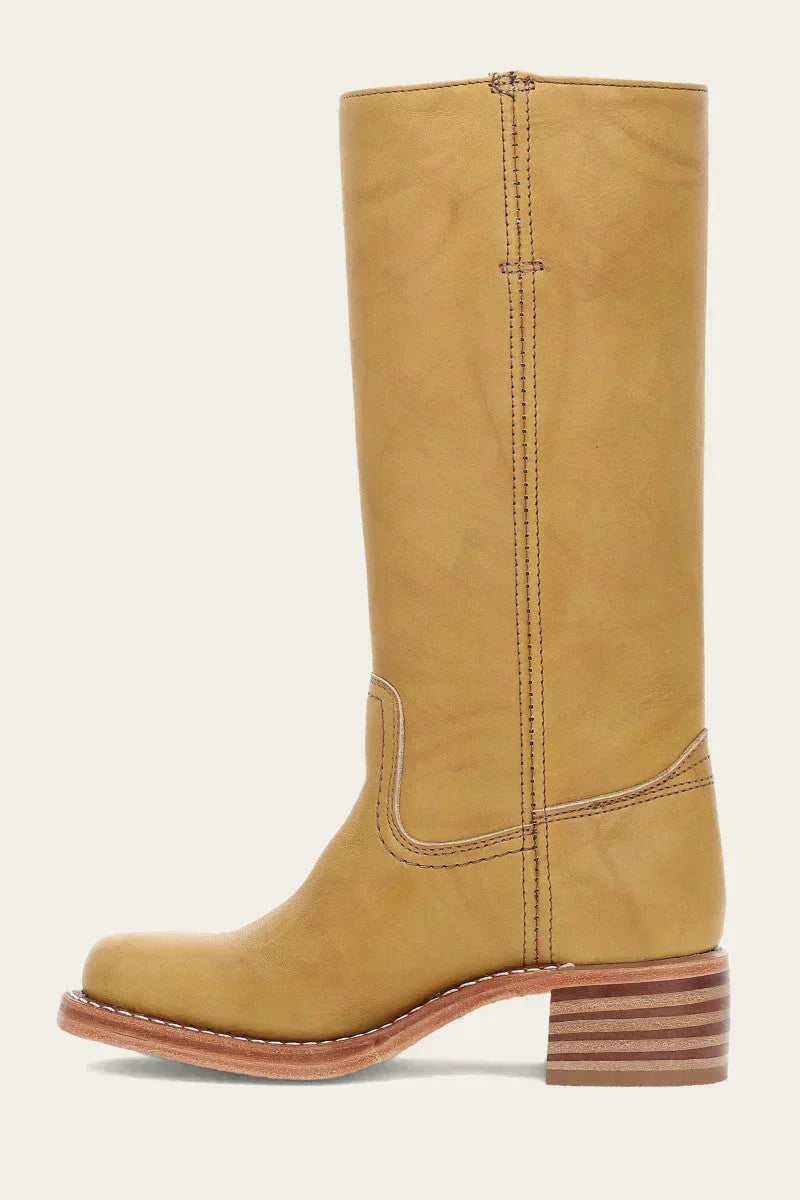 Women's tall boots with rounded toe and subtle lift