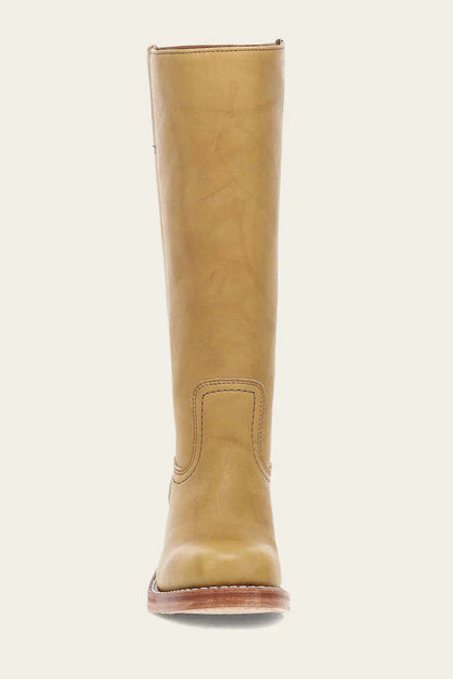 Women's tall boots with rounded toe and subtle lift