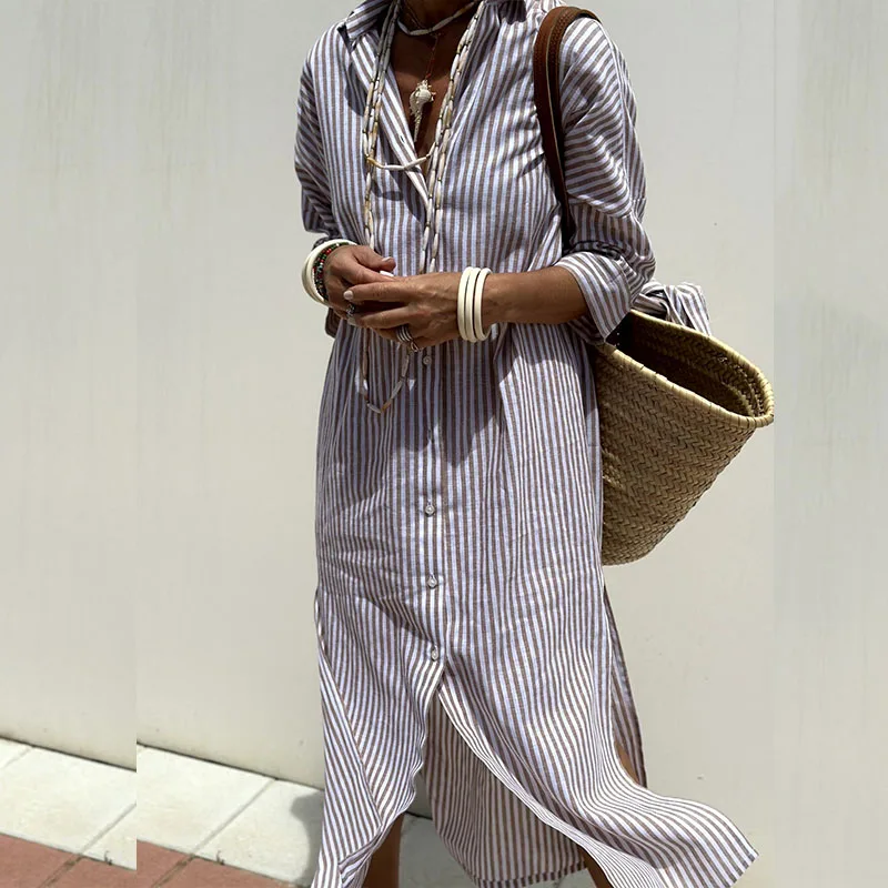 Kendra | Classic Striped Shirt Dress