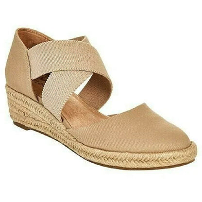 Women’s espadrille flats with crossed straps and non-slip sole