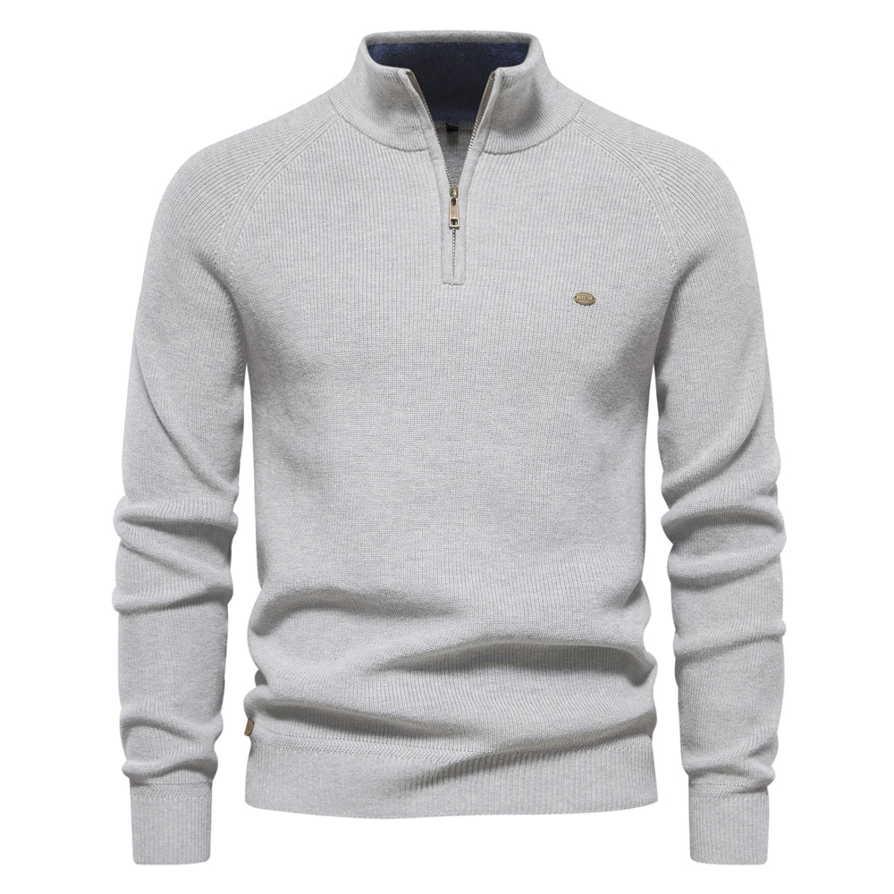 Titus | Quarter-Zip Quilted Ribbed Knit Sweater