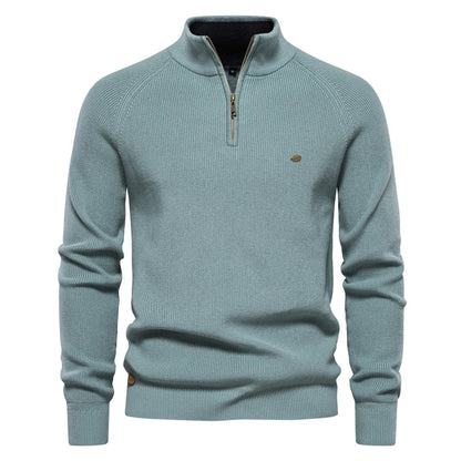 Titus | Quarter-Zip Quilted Ribbed Knit Sweater