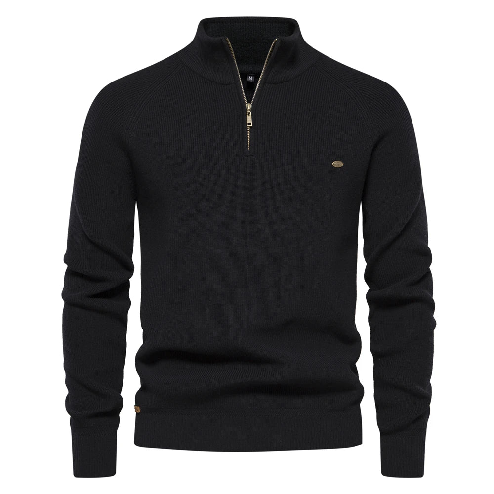 Titus | Quarter-Zip Quilted Ribbed Knit Sweater