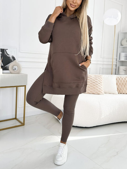 Zorina | Solid Color Hoodie and Leggings Two-Pieces Set